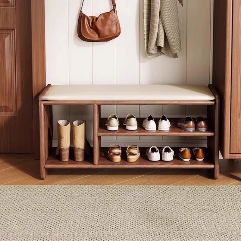 مقعد مدخل خشبي لتنظيم الأحذية