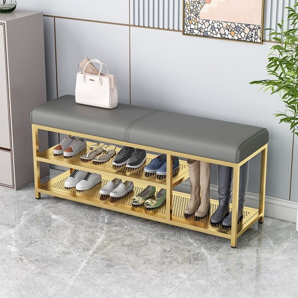 بانكت جلدي مع رف للاحذيه