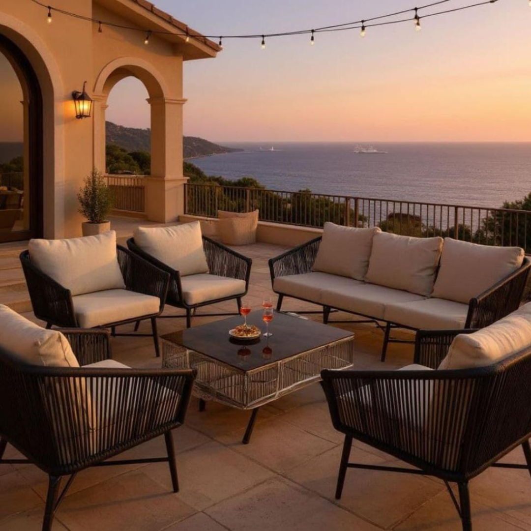 جلسة خارجية أنيقة بإطلالة فاخرة