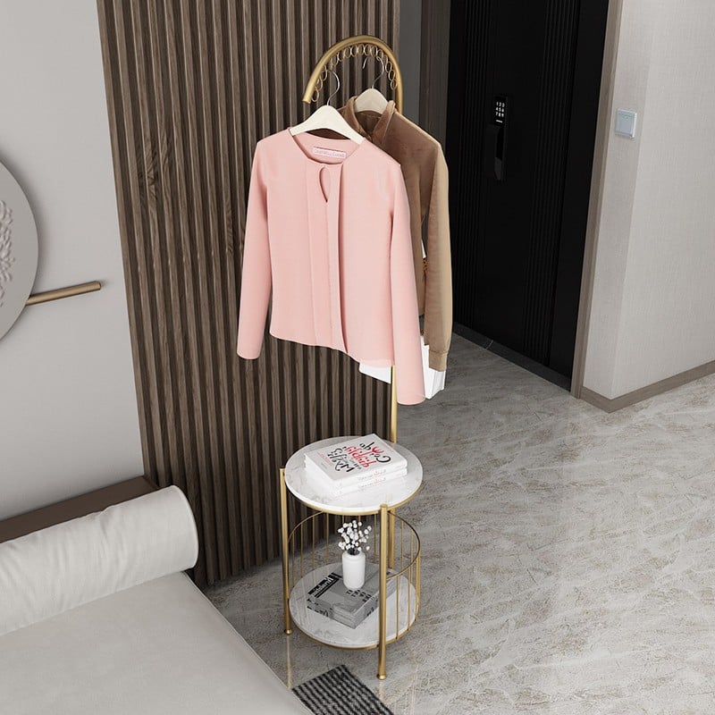 حامل ملابس مع طاولة جانبية