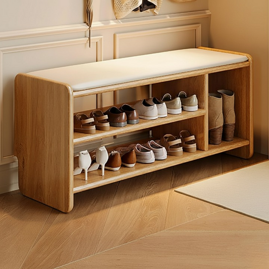 مقعد مدخل خشبي لتنظيم الأحذية