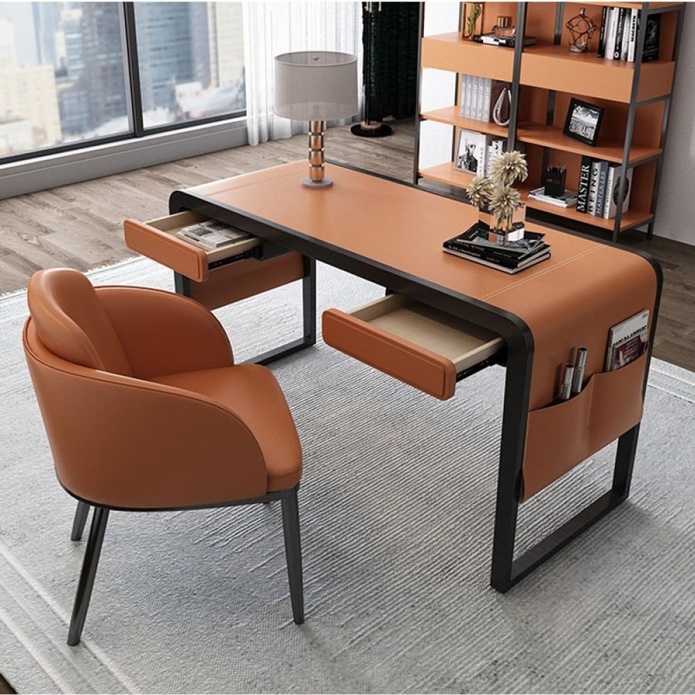 مكتب من المعدن والجلد