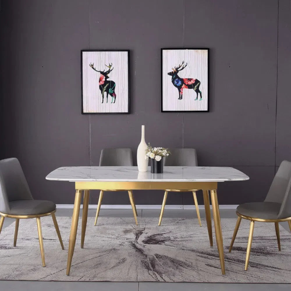 طاولة طعام رخامية بتصميم بسيط
