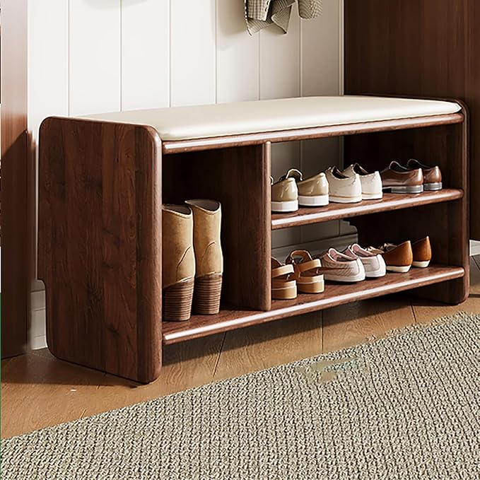 مقعد مدخل خشبي لتنظيم الأحذية