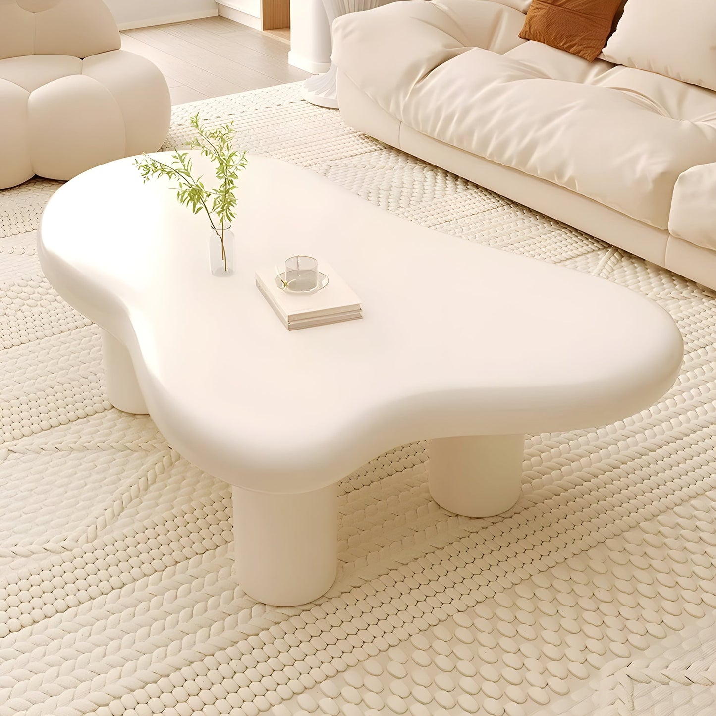 طاولة قهوة بتصميم انسيابي ودرج خفي