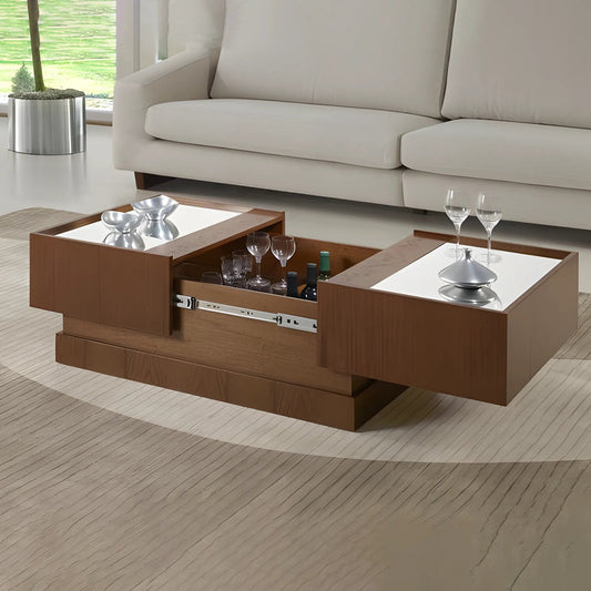 طاولة قهوة مبتكرة بتخزين مخفي وتصميم فاخر